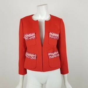 J. Crew Red Astrid Wool Jacket W/Ruffle Detail 14